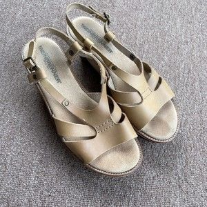 weinbrenner leather cork wedge sandals slingback size 40 tan US size 9
